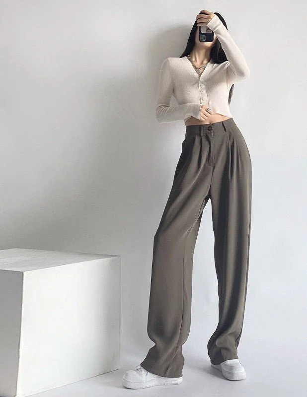 Suit pants for women, new spring styles, high waist wide leg pants, drape casual straight pants - Image 2