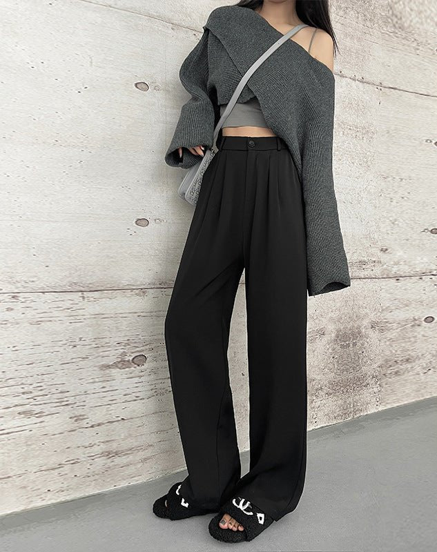 Suit pants for women, new spring styles, high waist wide leg pants, drape casual straight pants - Image 7