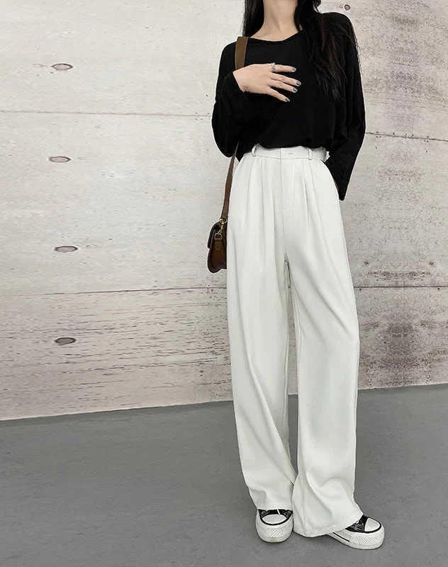 Suit pants for women, new spring styles, high waist wide leg pants, drape casual straight pants - Image 8
