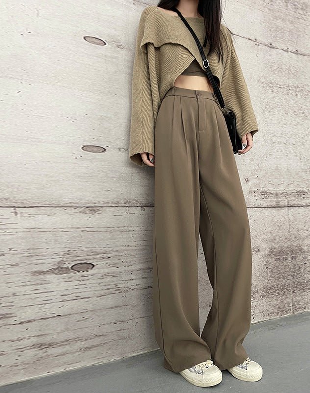 Suit pants for women, new spring styles, high waist wide leg pants, drape casual straight pants - Image 9