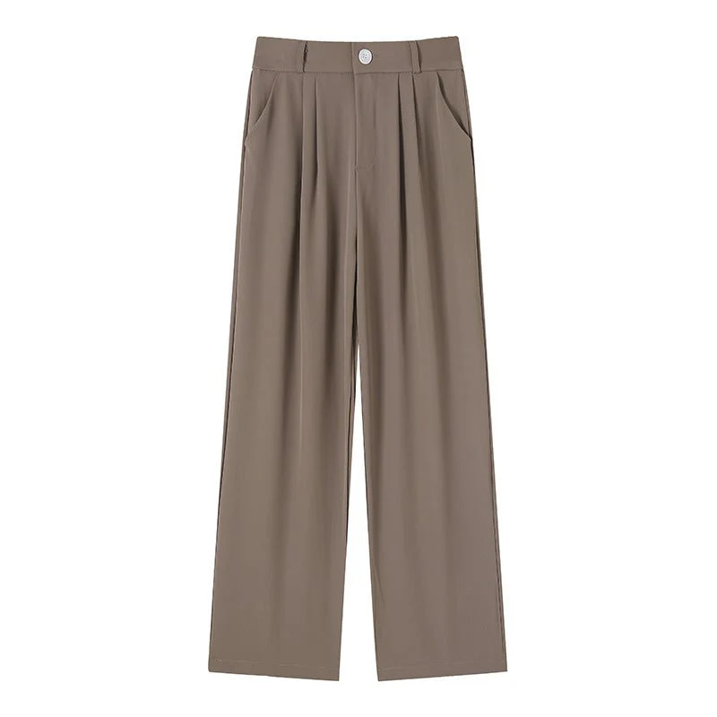 Suit pants for women, new spring styles, high waist wide leg pants, drape casual straight pants FD