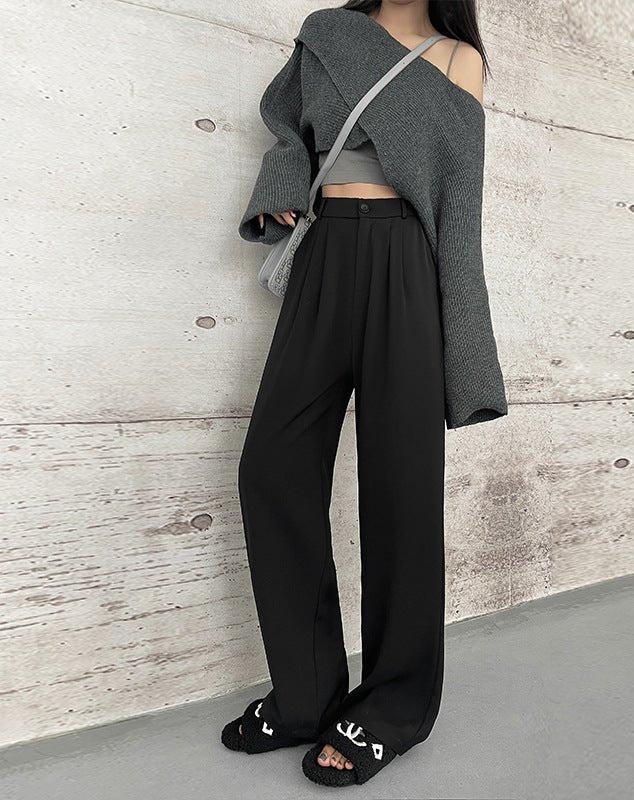 Suit pants for women, new spring styles, high waist wide leg pants, drape casual straight pants FD - Image 12