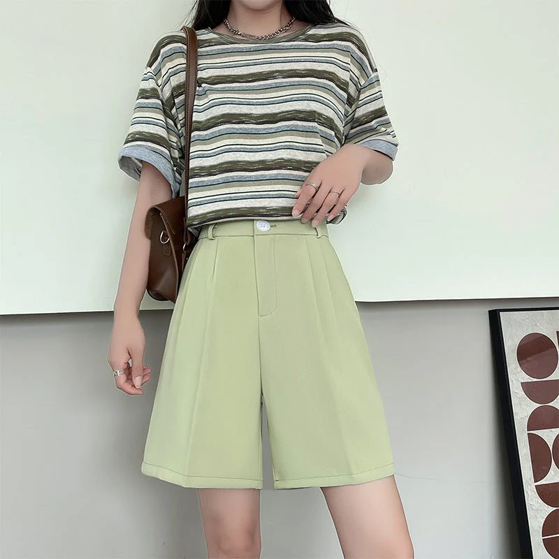 Suit shorts women's outer wear summer new high-waisted thin loose wide-leg pants thin casual women's five-point medium pants - Image 7