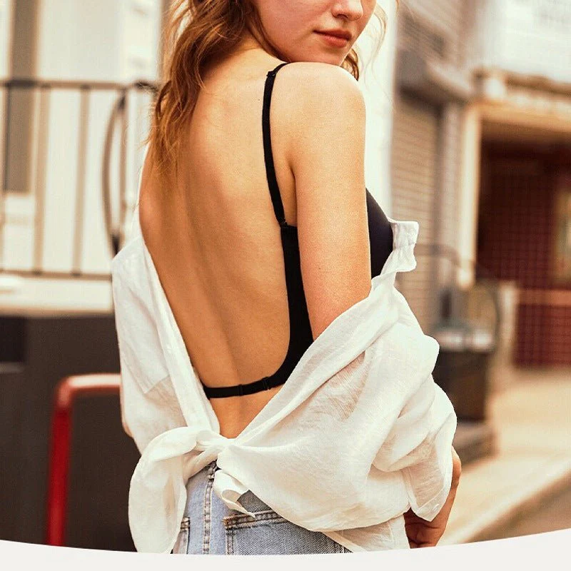 Summer French seamless large backless underwear women's thin U-shaped beautiful back halter neck invisible multi-wearing comfortable bra FD - Image 11
