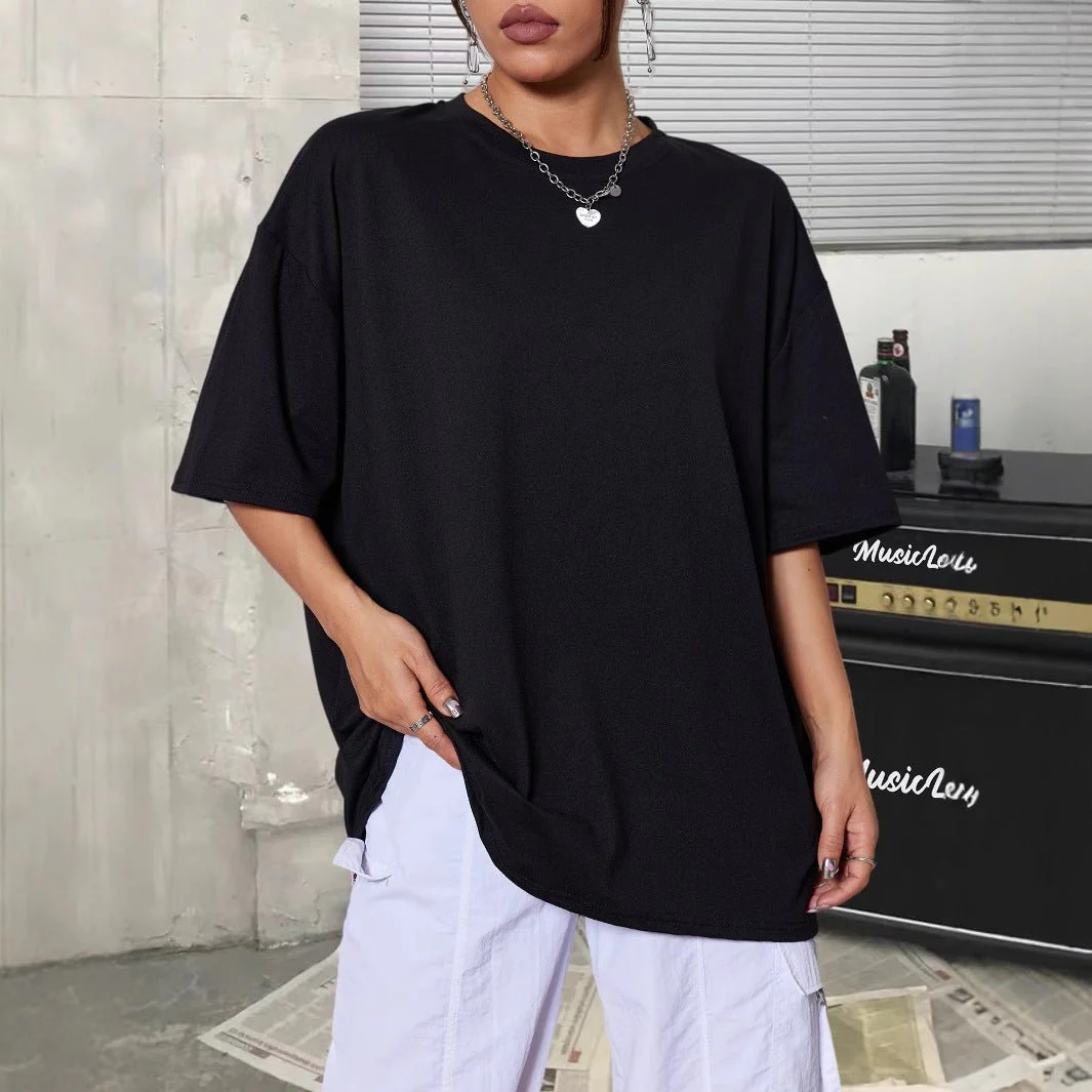 Summer medium and long multi-color half-sleeved casual versatile large-size T-shirt - Image 2