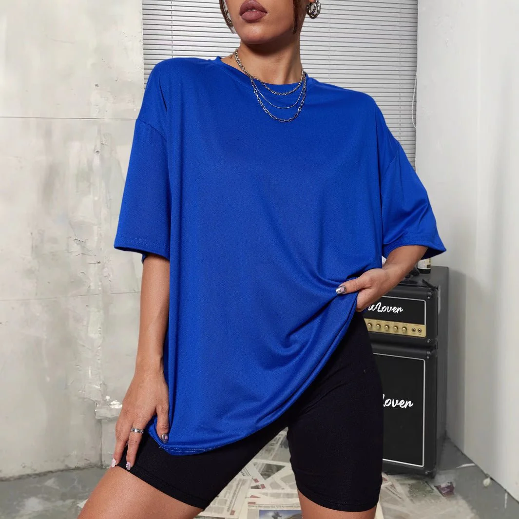 Summer medium and long multi-color half-sleeved casual versatile large-size T-shirt - Image 3