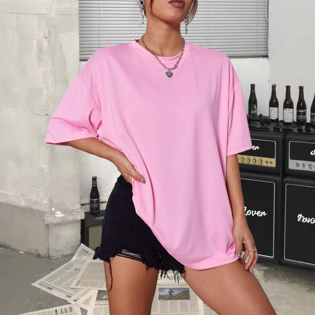 Summer medium and long multi-color half-sleeved casual versatile large-size T-shirt - Image 4