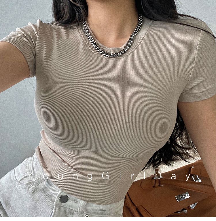 Summer new basic style small round neck short style cami top - Image 22