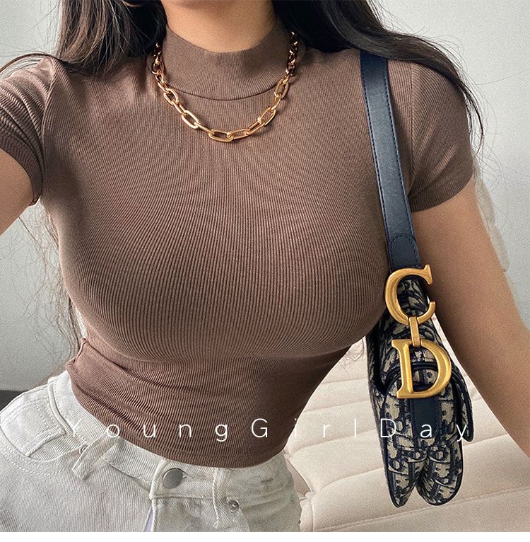 Summer new basic style small round neck short style cami top - Image 29
