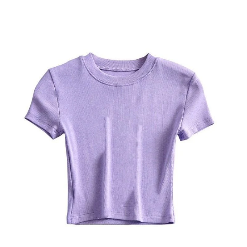 Summer new basic style small round neck short style cami top - Image 3
