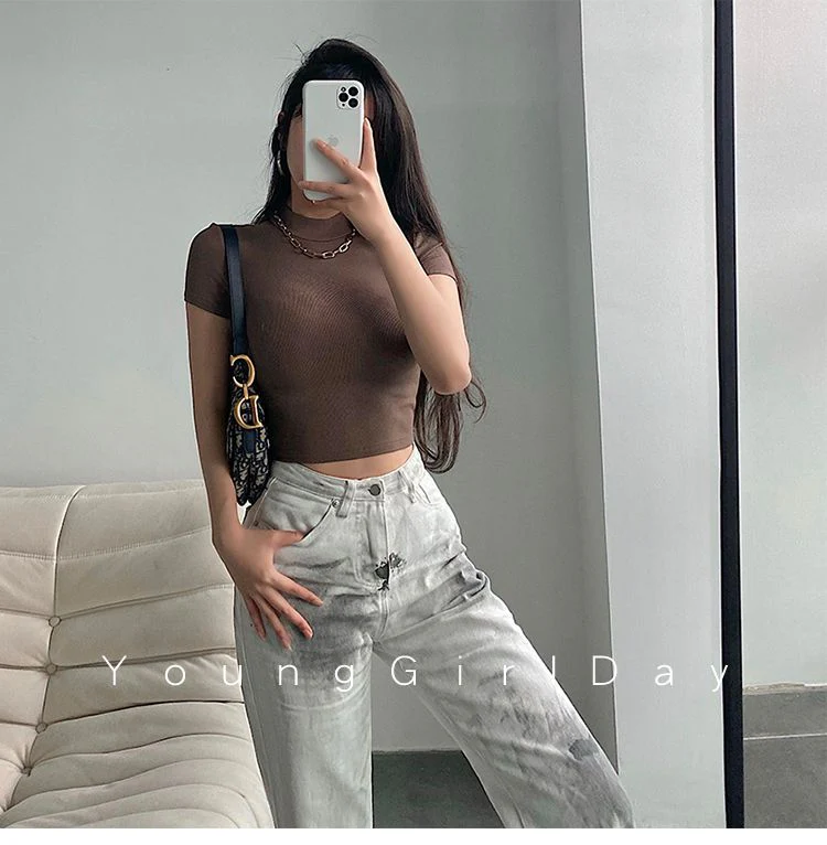 Summer new basic style small round neck short style cami top - Image 31