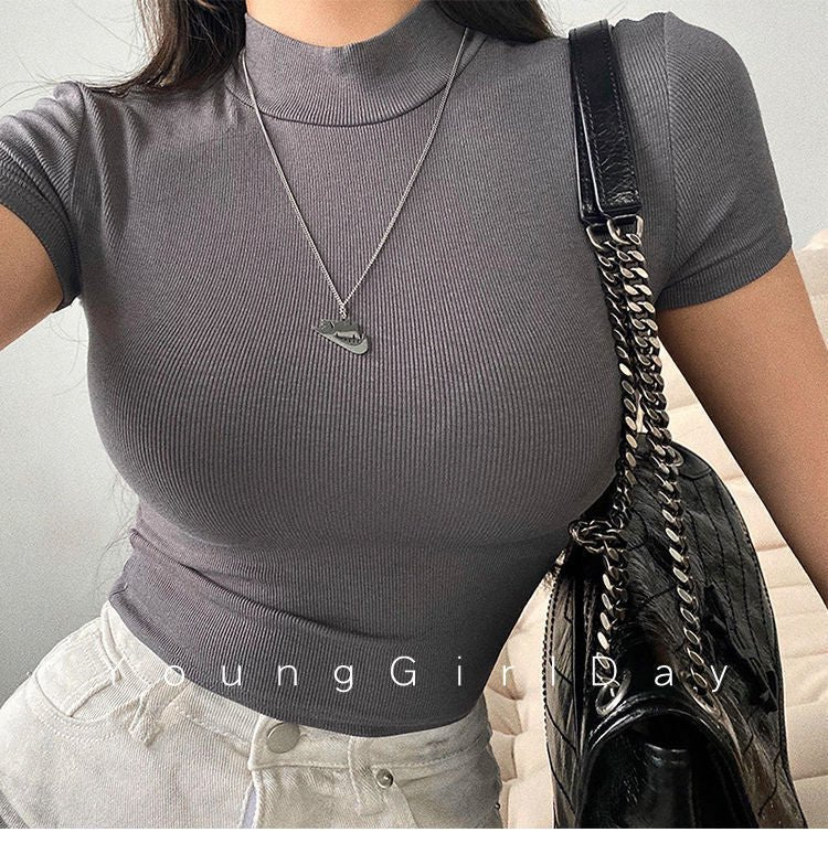Summer new basic style small round neck short style cami top - Image 36