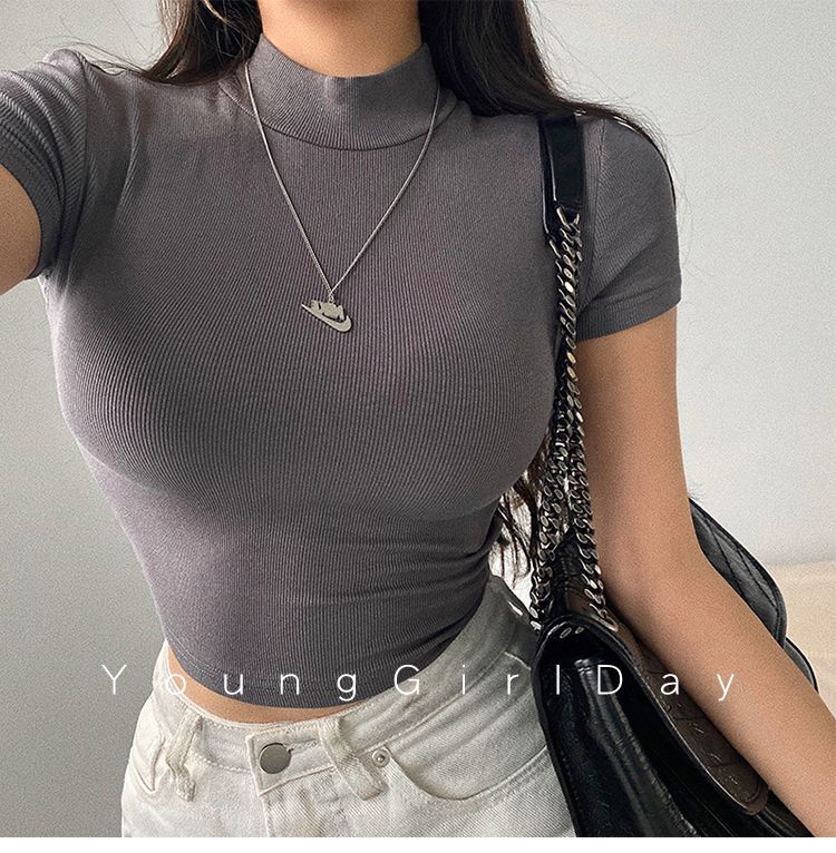 Summer new basic style small round neck short style cami top - Image 37