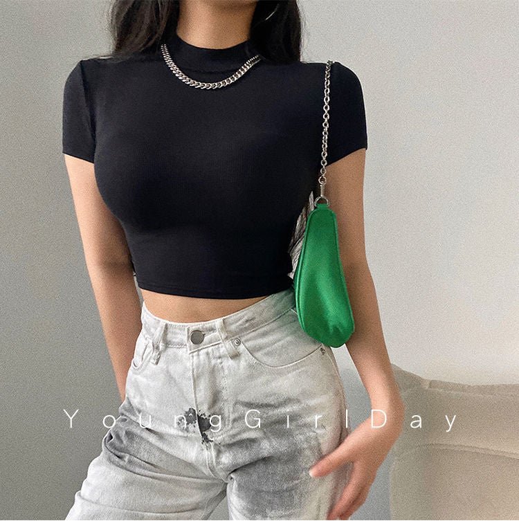 Summer new basic style small round neck short style cami top - Image 40