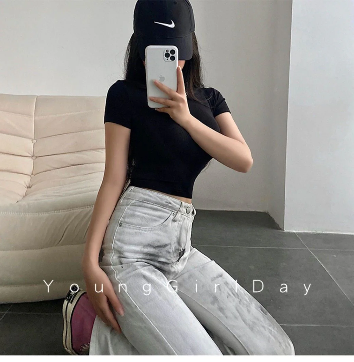 Summer new basic style small round neck short style cami top - Image 41