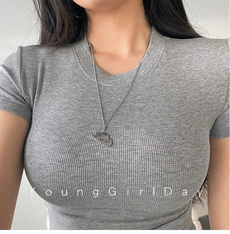 Summer new basic style small round neck short style cami top FD - Image 17