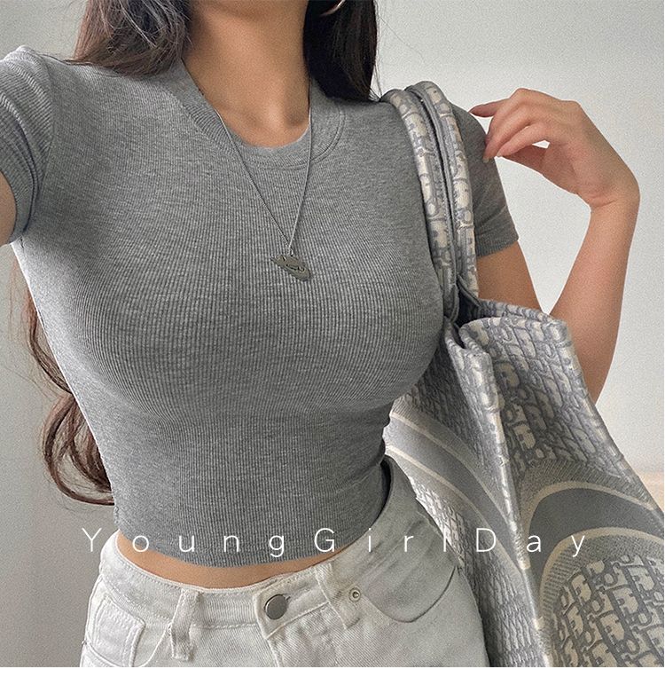 Summer new basic style small round neck short style cami top FD - Image 18