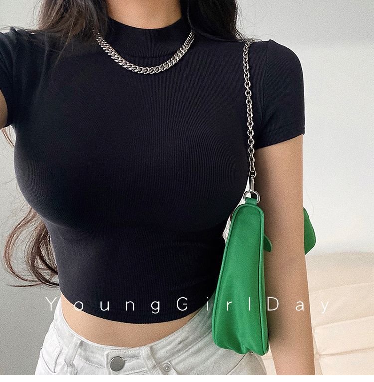 Summer new basic style small round neck short style cami top FD - Image 39