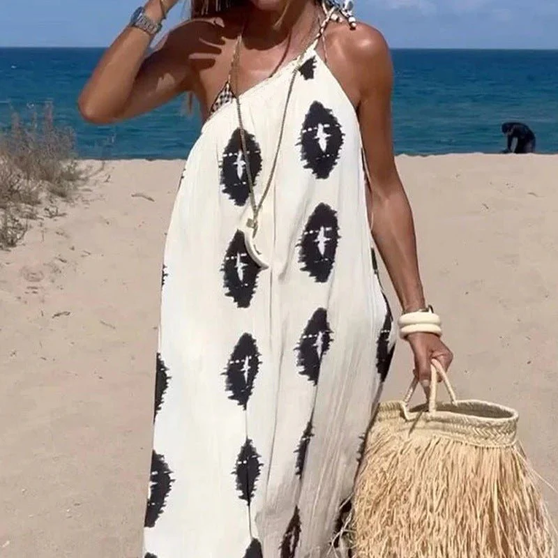 Summer new French design single shoulder suspender beach dress women's dress - Image 4