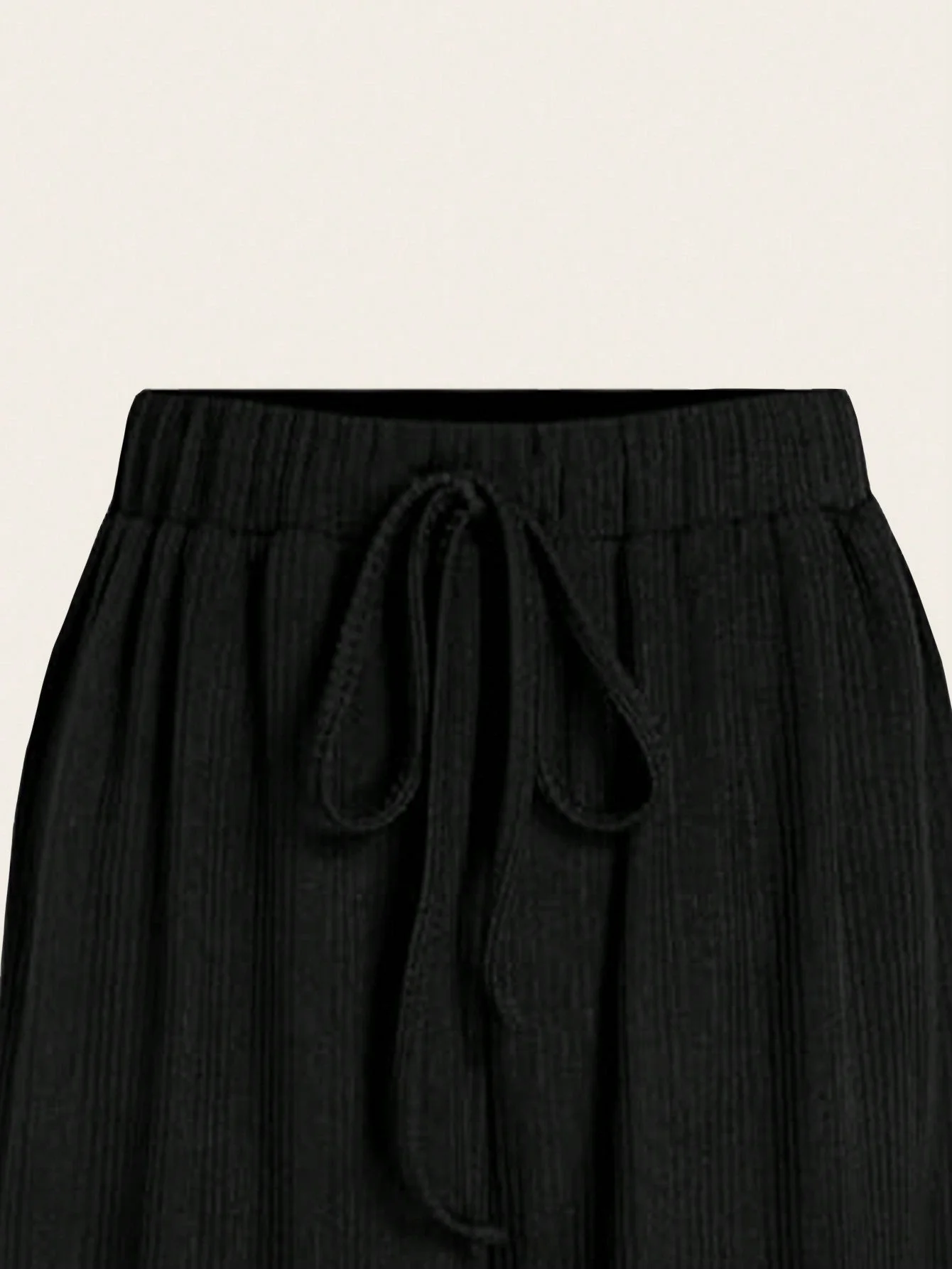 Summer Plain V-Neck T-Shirt And Wide-Leg Pants Two-Piece Set - Image 7