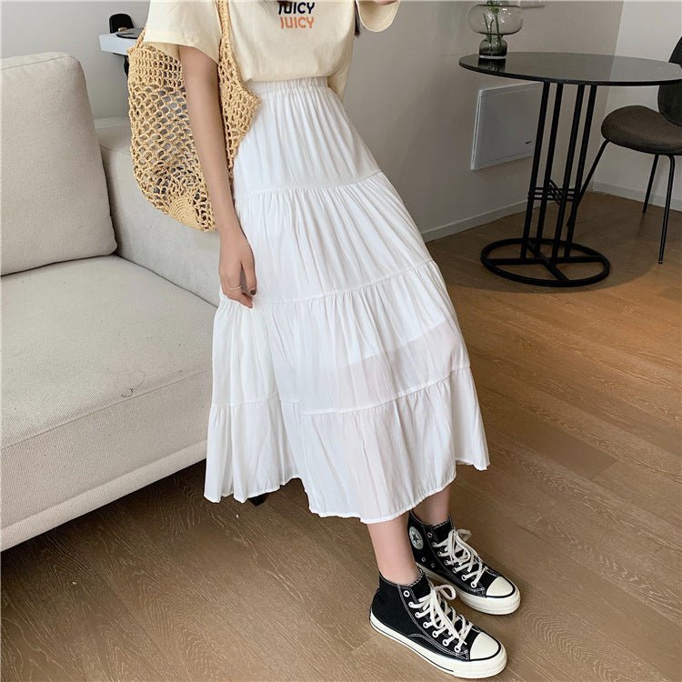 Summer splicing cotton and linen skirt literary fresh long skirt high waist all-match A-line big swing skirt casual skirt - Image 11
