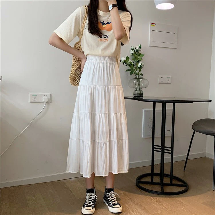 Summer splicing cotton and linen skirt literary fresh long skirt high waist all-match A-line big swing skirt casual skirt - Image 12