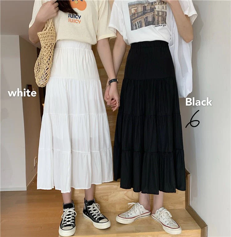 Summer splicing cotton and linen skirt literary fresh long skirt high waist all-match A-line big swing skirt casual skirt - Image 8
