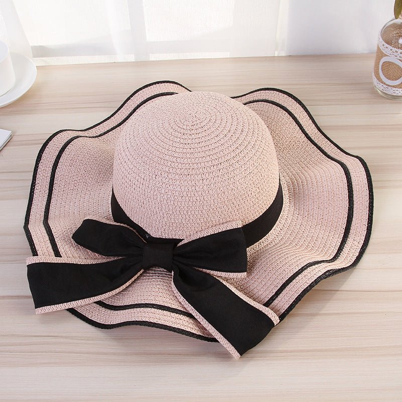 Summer wide brim hat wavy edge bow straw hat ladies beach sunshade wide brim hat manufacturers wholesale - Image 15