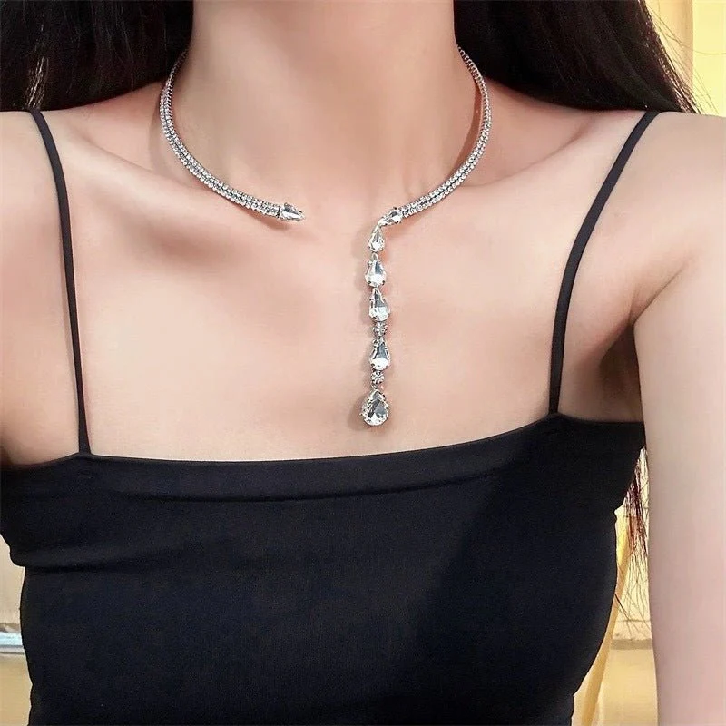 Super flash full diamond crystal tassel necklace FD - Image 10