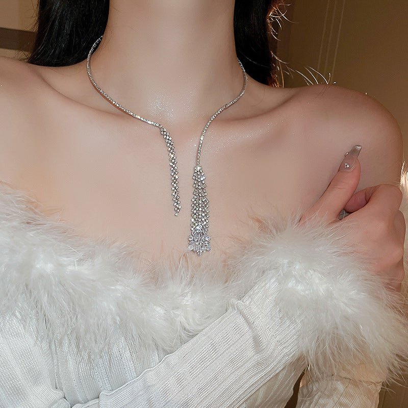 Super flash full diamond crystal tassel necklace FD - Image 12