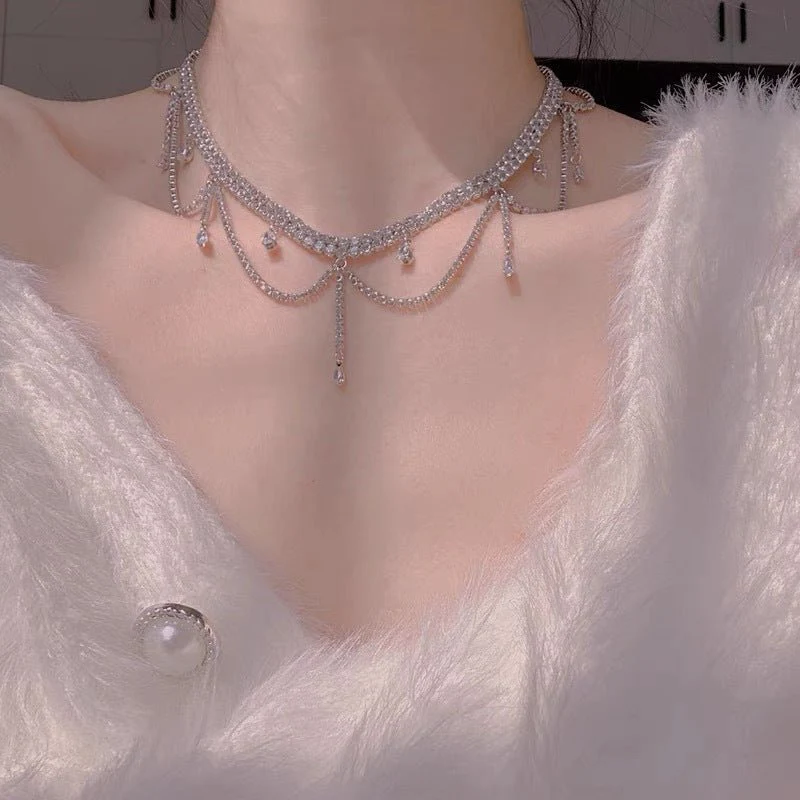 Super flash full diamond crystal tassel necklace FD - Image 13