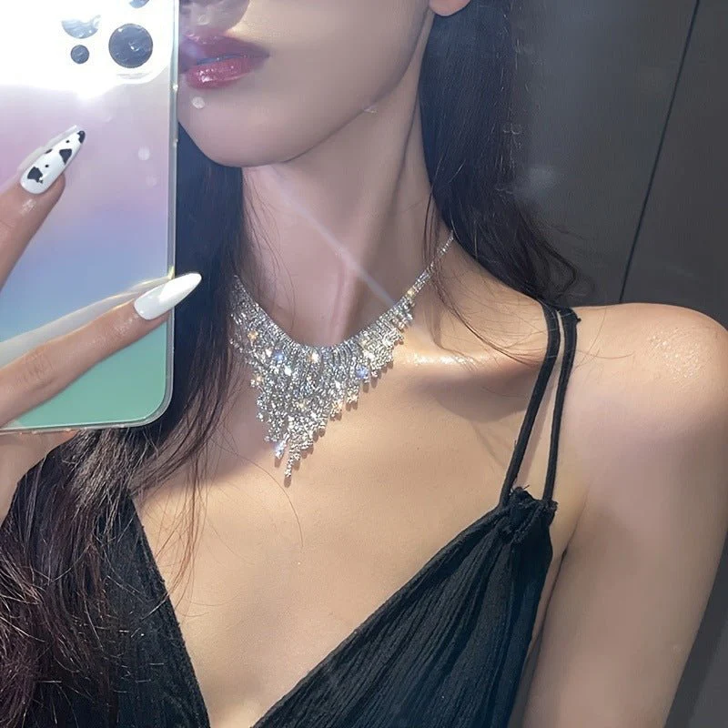 Super flash full diamond crystal tassel necklace FD - Image 14