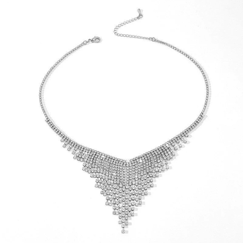 Super flash full diamond crystal tassel necklace FD - Image 17
