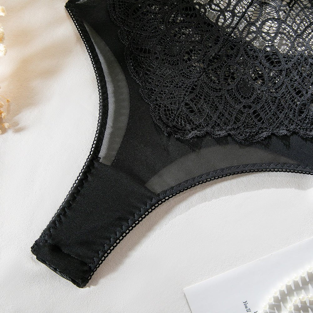 Suspender Charm | Lace Hollow Body Shaping Alluring Jumpsuit Black - Image 24