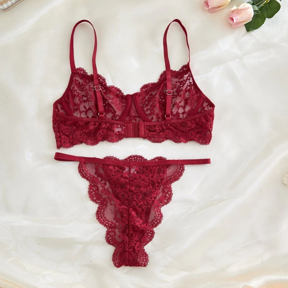 Suspender Tease | Lace Perspective Alluring Lingerie Bra Set - Image 36