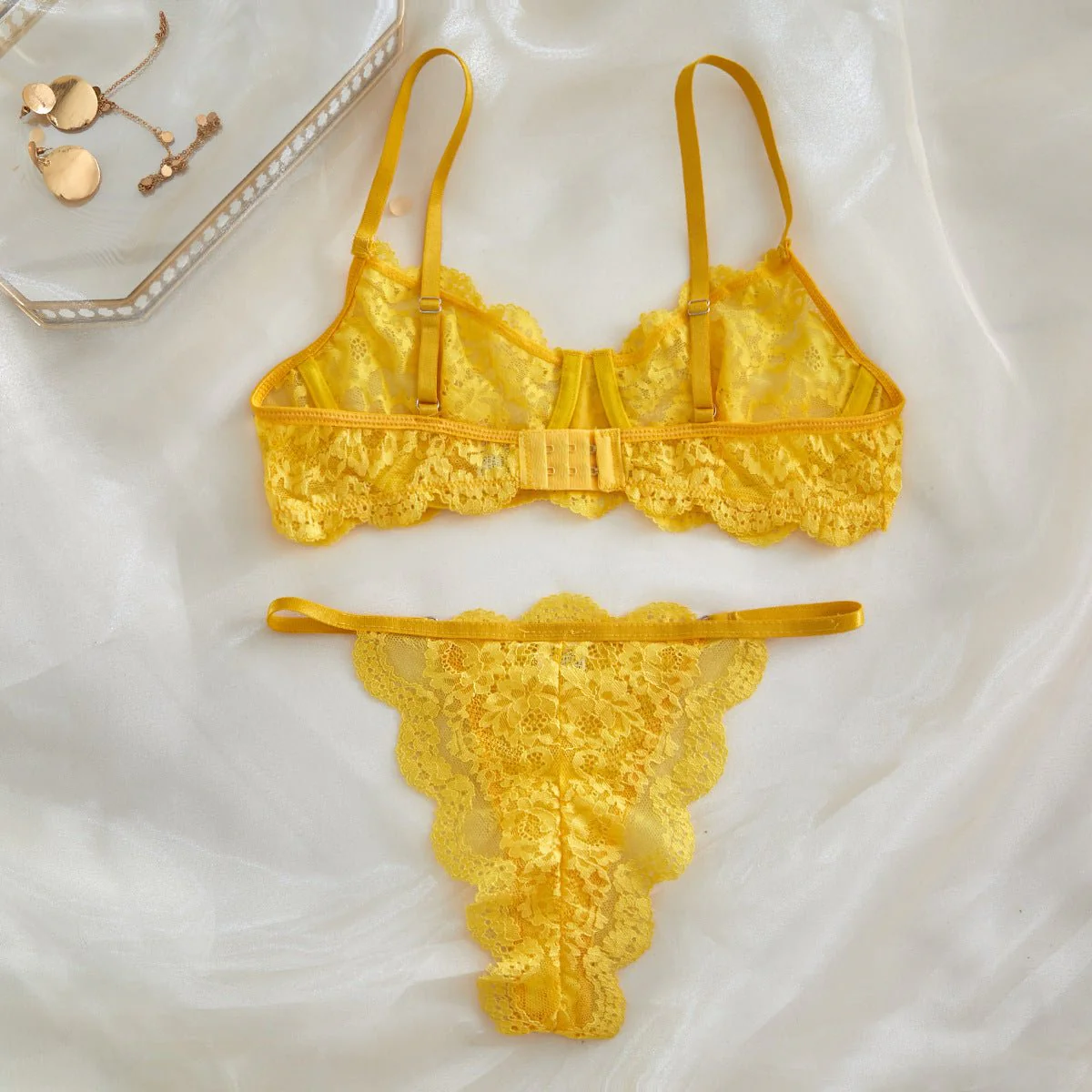 Suspender Tease | Lace Perspective Alluring Lingerie Bra Set - Image 43