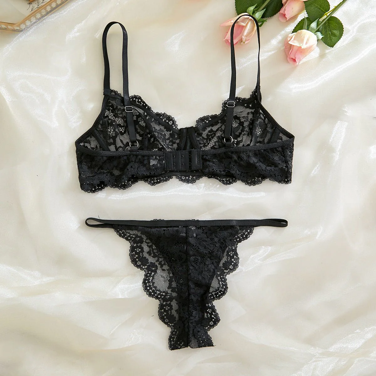 Suspender Tease | Lace Perspective Alluring Lingerie Bra Set - Image 50