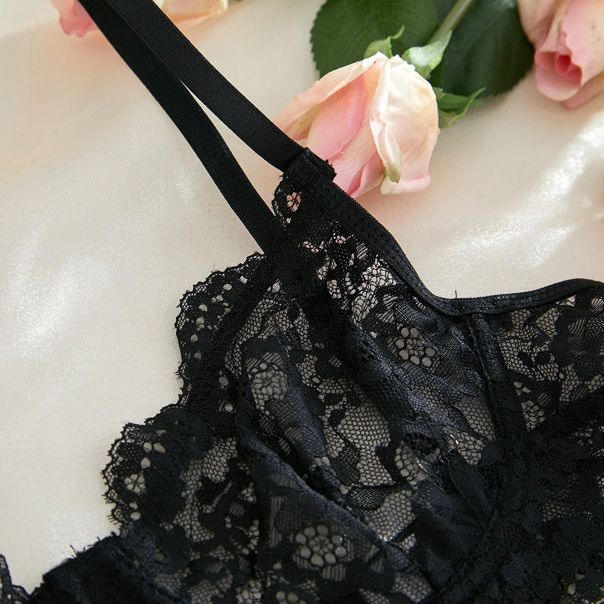 Suspender Tease | Lace Perspective Alluring Lingerie Bra Set - Image 51