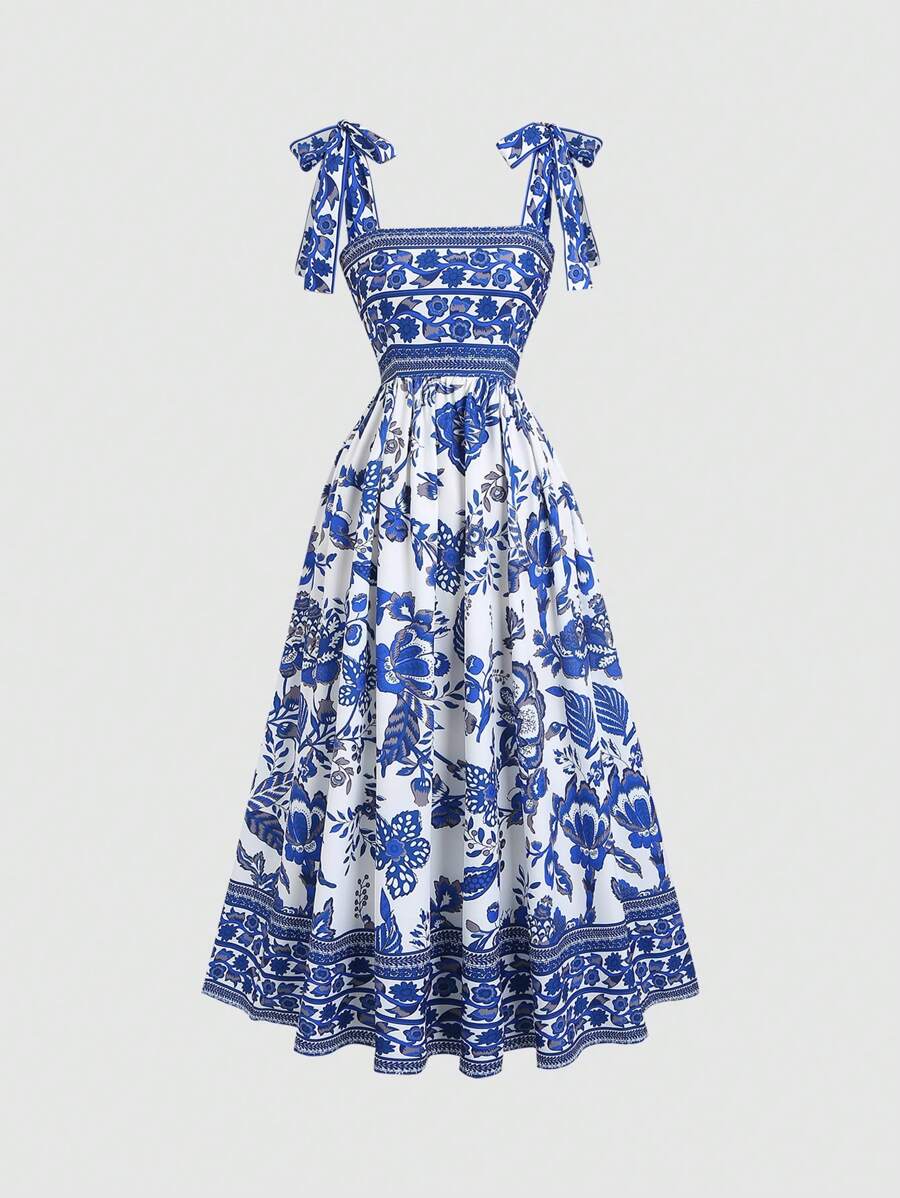 Women's Sleeveless Tie-Waist Floral Mini Dress
