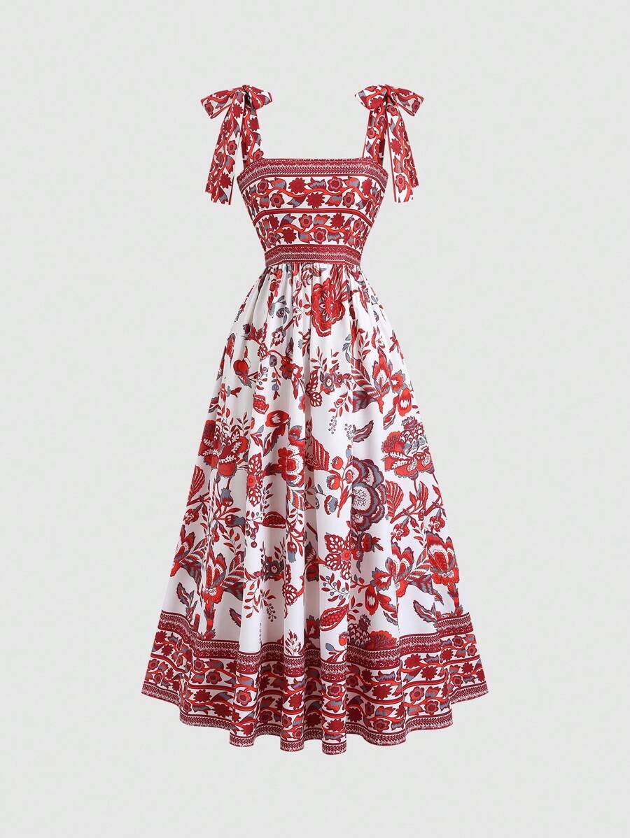 Women's Sleeveless Tie-Waist Floral Mini Dress - Image 11