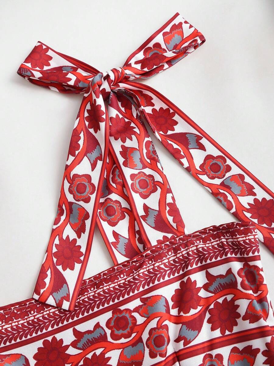 Women's Sleeveless Tie-Waist Floral Mini Dress - Image 13