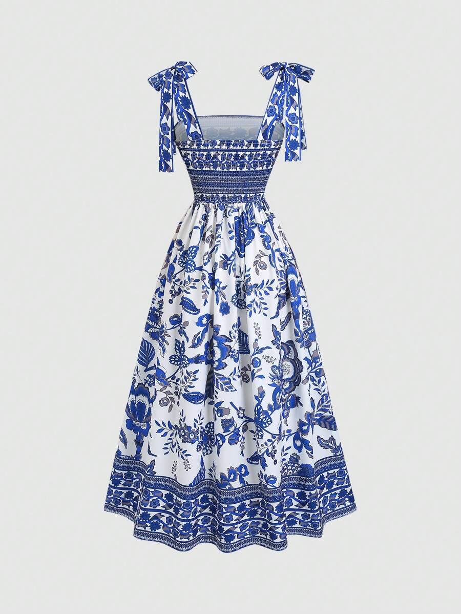 Women's Sleeveless Tie-Waist Floral Mini Dress - Image 2