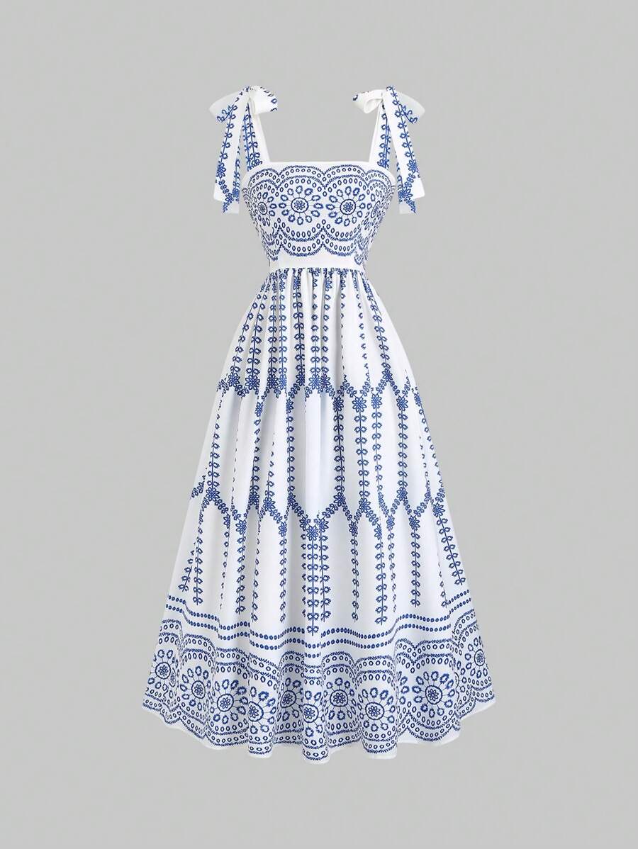 Women's Sleeveless Tie-Waist Floral Mini Dress - Image 6