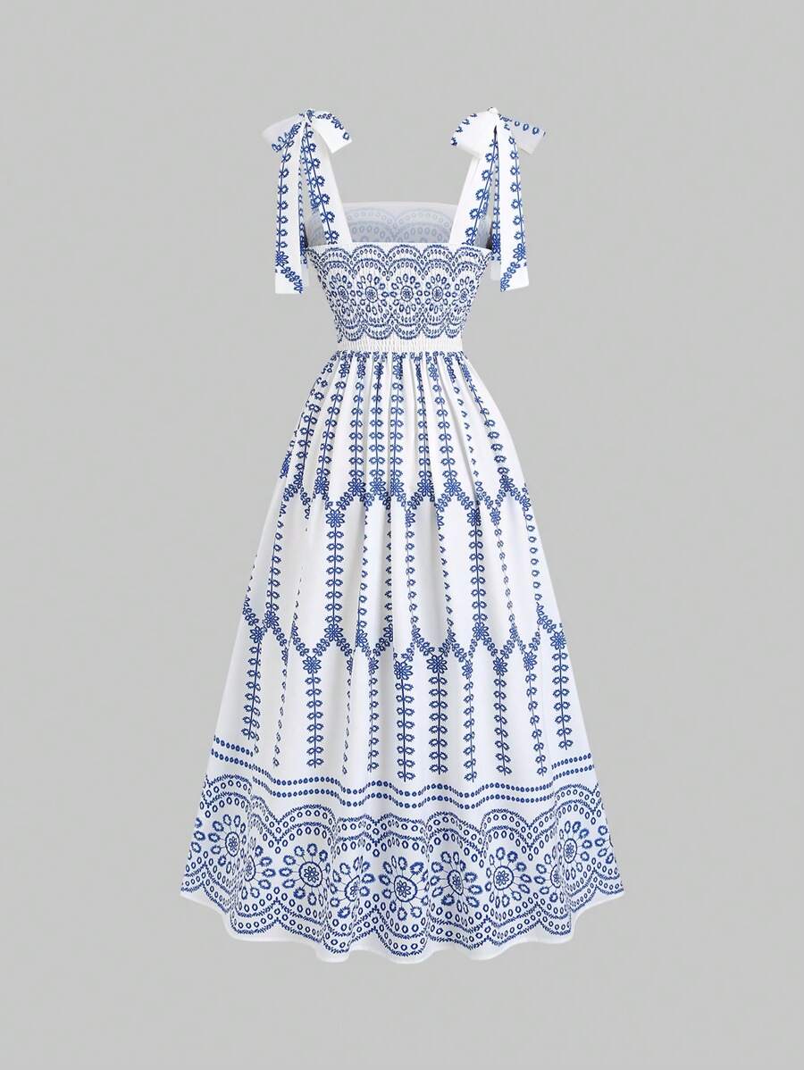 Women's Sleeveless Tie-Waist Floral Mini Dress - Image 7