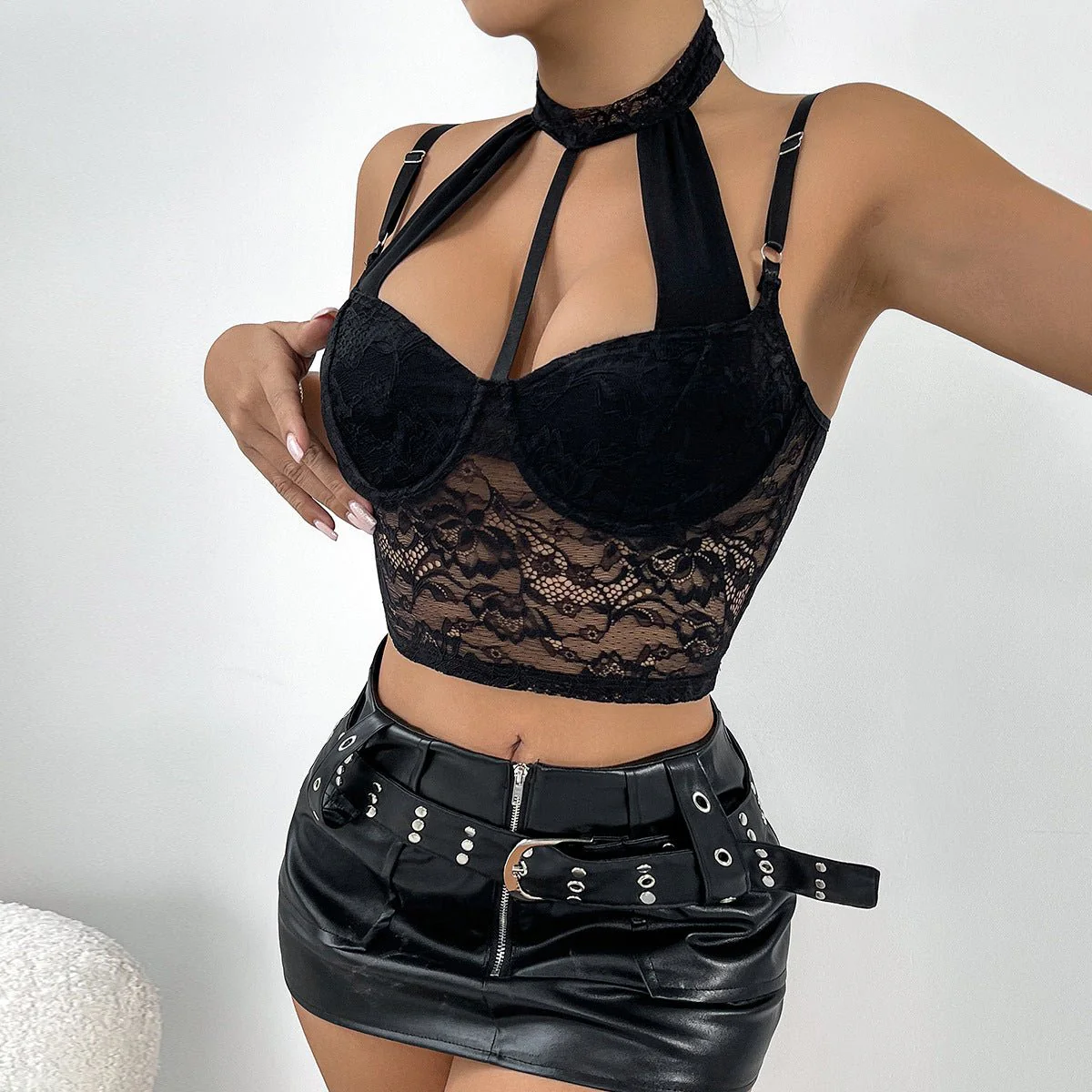 Sxy bra hot girl mesh fishbone halter neck design camisole - Image 17