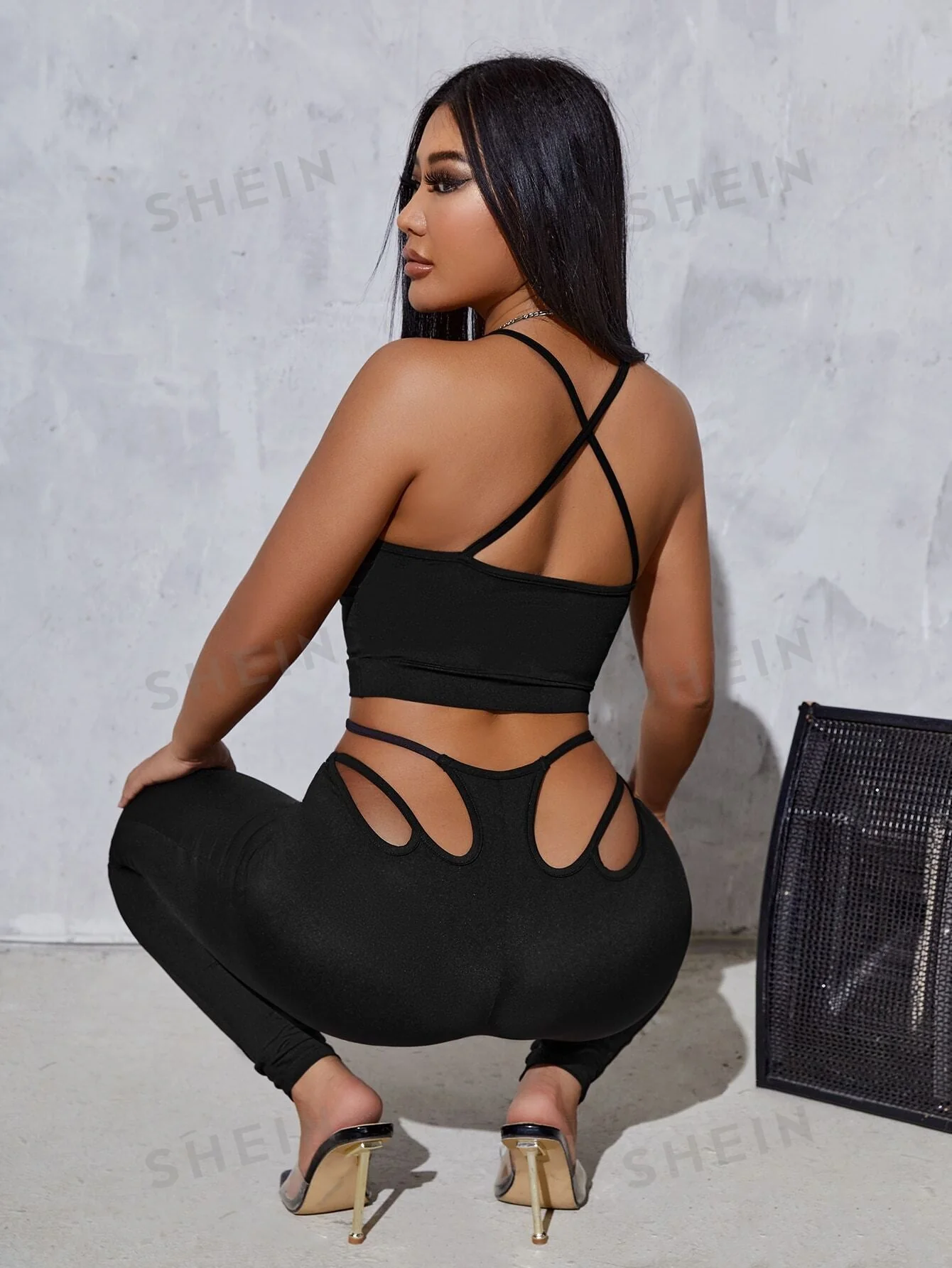 SXY Contrast Mesh Criss Cross Back Cami Top - Image 2