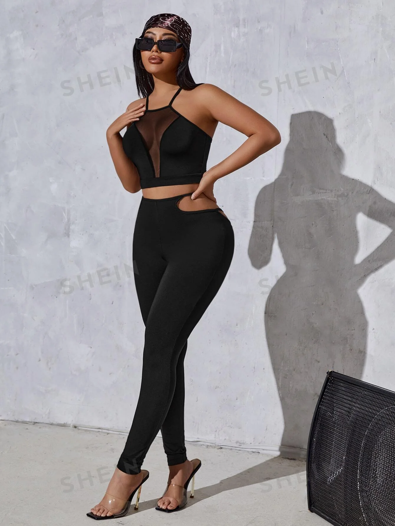 SXY Contrast Mesh Criss Cross Back Cami Top - Image 3