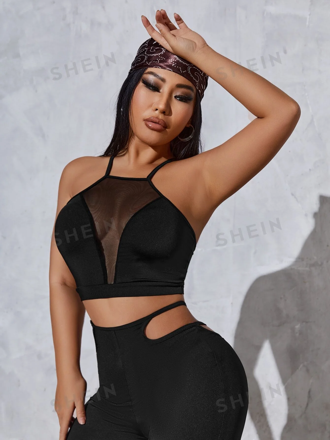 SXY Contrast Mesh Criss Cross Back Cami Top - Image 5