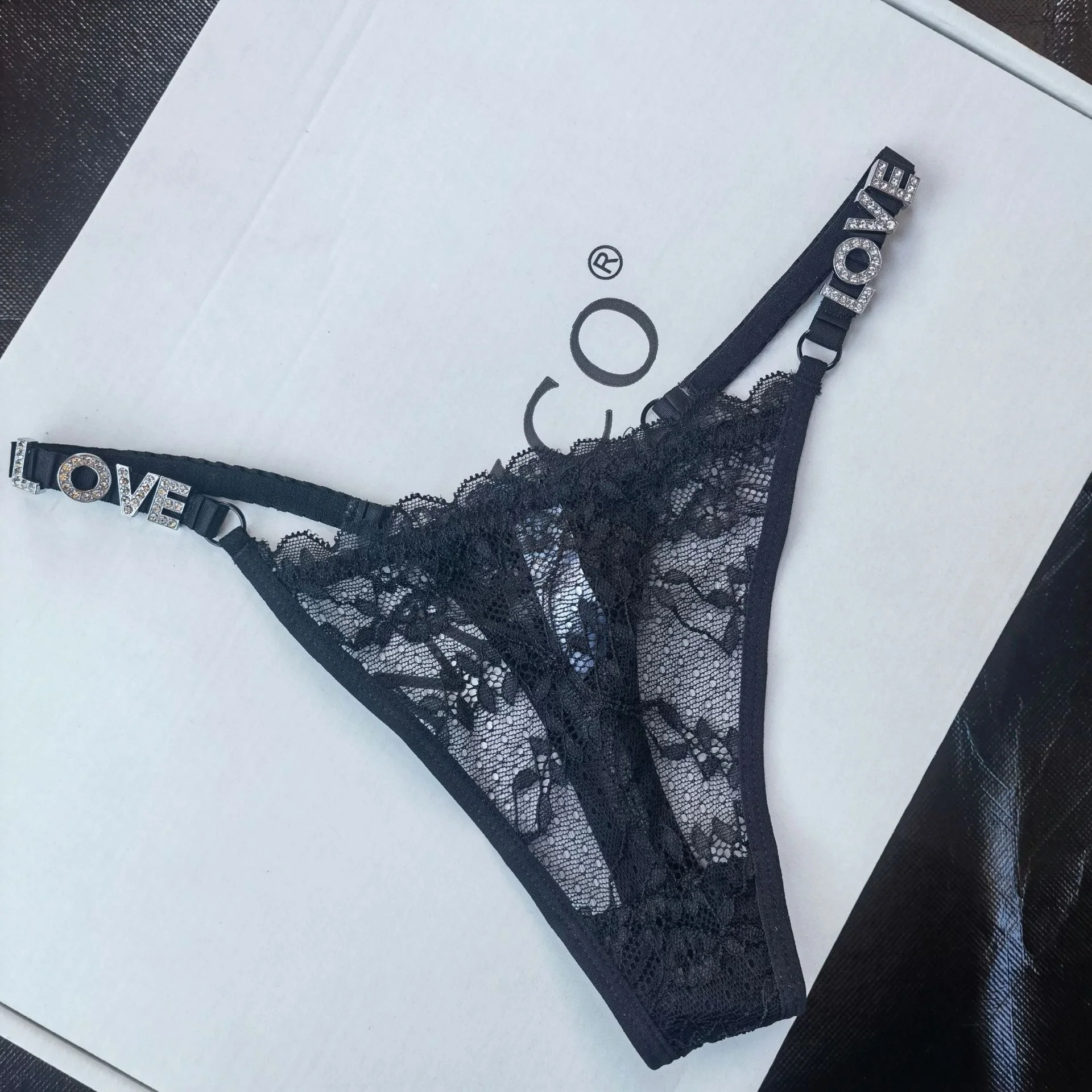 Sxy metal removable rhinestones 026 low waist high fork bikini lace thong - Image 2