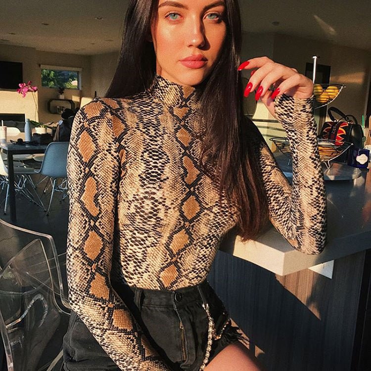 Sxy snake print long-sleeved mock-neck jumpsuit - Image 5